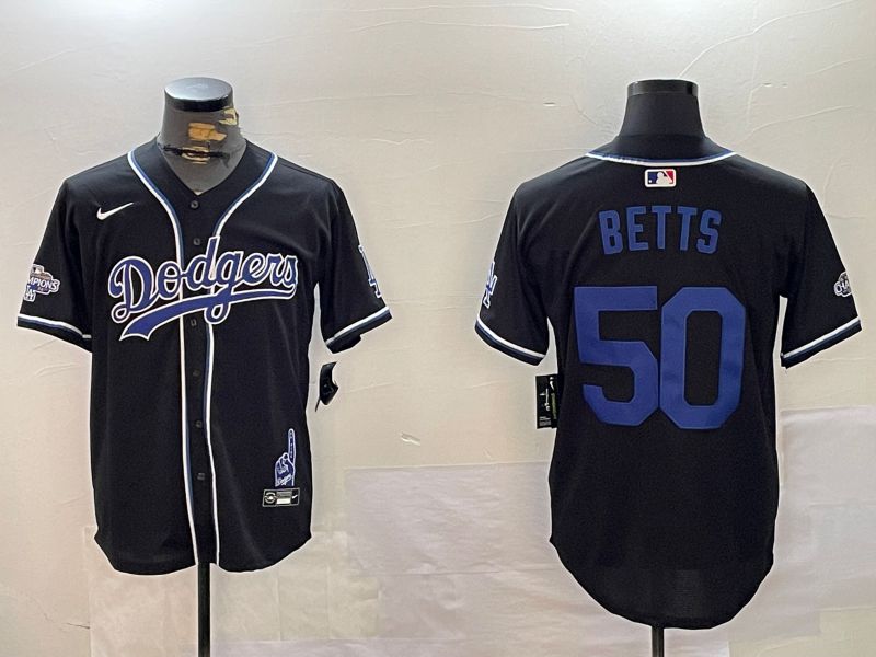 Men Los Angeles Dodgers #50 Betts Black Game 2024 Nike MLB Jersey style 1202